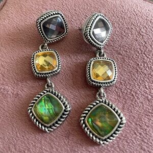 Silver and Multicolor Drop Earrings